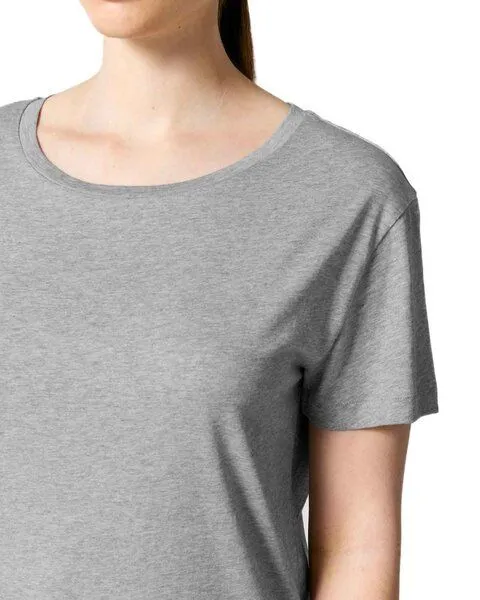 YTWOO YTWOO Damen-Scoop-Neck-T-Shirt aus Bio-Baumwolle, Grau meliert, – Produktbild 3 von 4