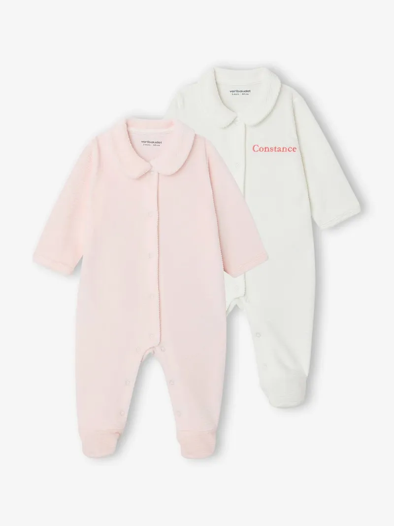 Vertbaudet 2er-Pack Baby Strampler aus Cordsamt, Rosa, – Produktbild 1 von 3