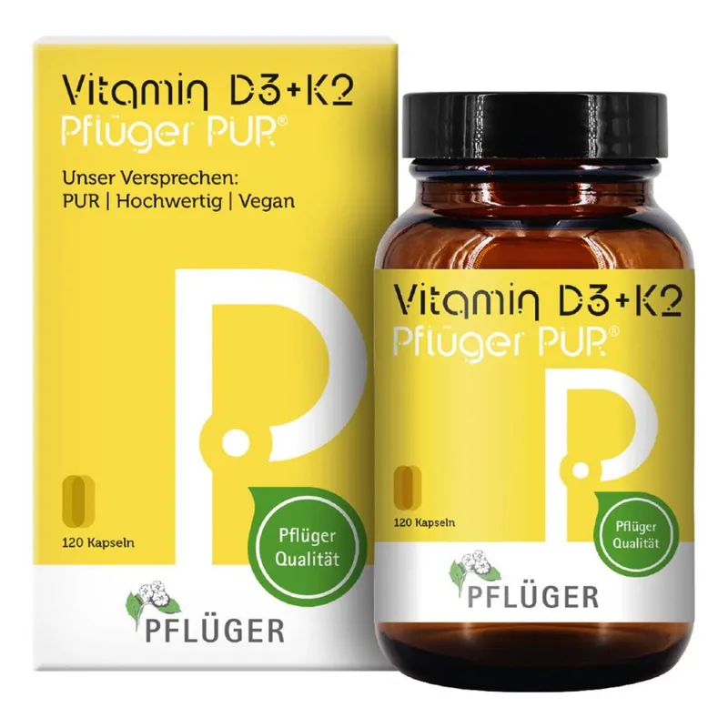 Pflüger Vitamin D3 + K2 Pflüger PUR® 1.000 I.E./75 µg Kapseln – Produktbild 1 von 1