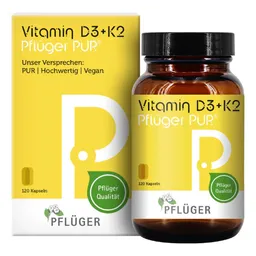 Pflüger Vitamin D3 + K2 Pflüger PUR® 1.000 I.E./75 µg Kapseln – Produktbild 1 von 1