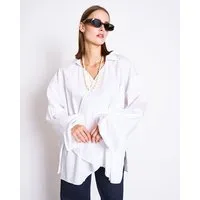 JAN N JUNE JAN N JUNE Voluminöse Wickelbluse AQUILIA aus Bio-Baumwolle, Weiss, – Produktbild 1 von 1