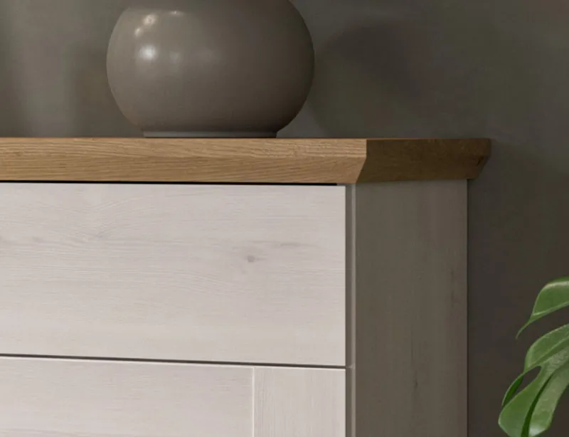 Inn.Furn Wandboard Mirano, Wandregal in weiß Lärche mit Eiche Artisan, in gekälkter Optik, Weiß, – Produktbild 5 von 5