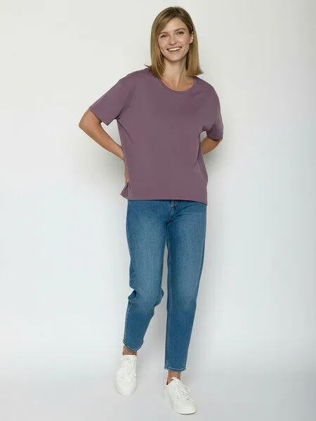 GreenBomb GREENBOMB Basic Feel - Lässiges T-Shirt aus Bio-Baumwoll-Mix / GOTS / Fair & Vegan, Lila (moorberry), – Produktbild 3 von 4