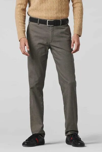 Meyer MEYER GLENCHECK BAUMWOLL CHINO, Braun (taupe), – Produktbild 1 von 4