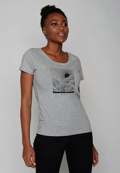 GreenBomb GREENBOMB Nature Buddies Loves - Lässiges T-Shirt aus Bio-Baumwolle / hochwertiger Print / GOTS / Fair & Vegan, Grau (heidegrau), – Produktbild 2 von 4
