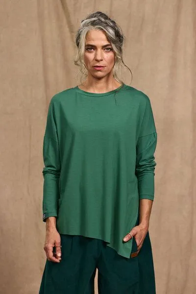 KOKOworld KOKOworld Longsleeve-Bluse Seki aus EcoVero-Viskose, Jade (grün), – Produktbild 1 von 4