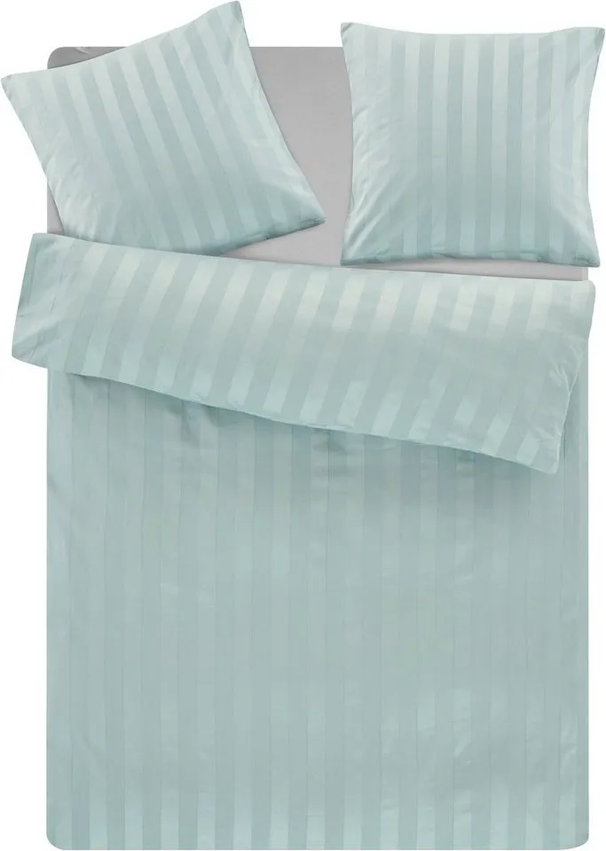 OTTO home Bettwäsche MALIA mit eingewebten Streifen, uni, Mako-Satin, 2 teilig, Bettwäsche aus 100% Baumwolle, Bettwäsche in Mako-Satin-Qualität, Beige, – Produktbild 2 von 4