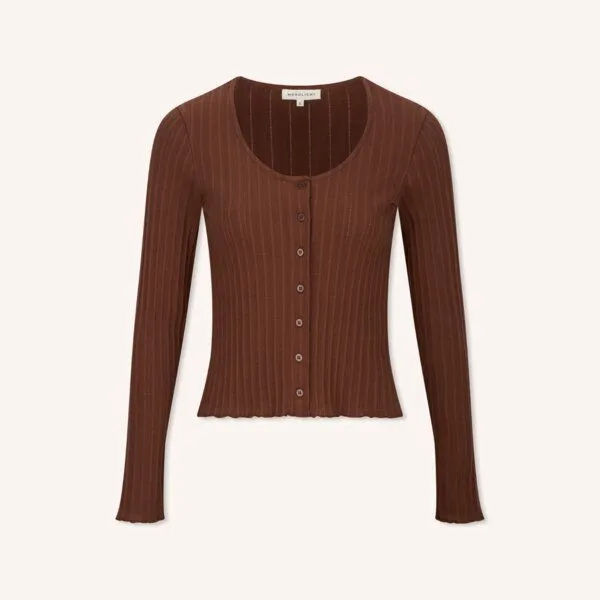 NORDLICHT NORDLICHT Jersey Cardigan Vida aus Bio-Baumwolle, Braun, – Produktbild 2 von 4