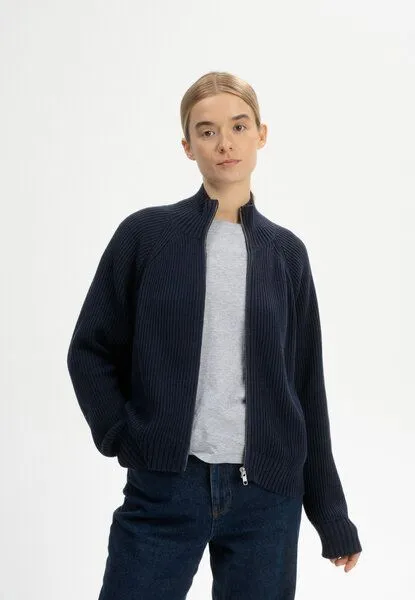 MELA MELA Rippstrick Jacke Style KAMUKA aus 100% Bio-Baumwolle, Navy, – Produktbild 1 von 4
