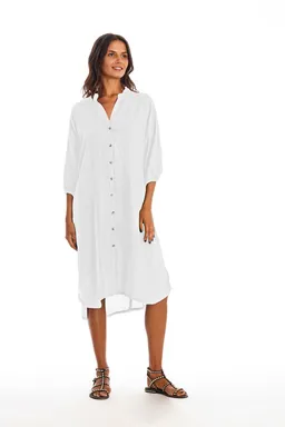 RAVENS VIEW IBIZA RAVENS VIEW IBIZA Damen vegan Hemdkleid Mei Weiß – Produktbild 1 von 1
