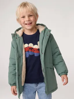 Vertbaudet Jungen Winterparka mit Webpelzfutter salbei – Produktbild 1 von 1
