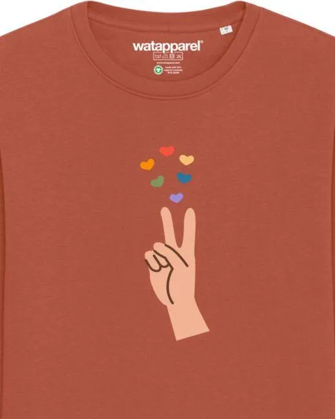 watapparel watapparel Sweatshirt Unisex Spread love, Heritage brown, – Produktbild 3 von 4