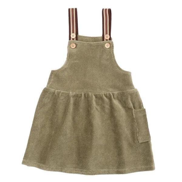 Walkiddy Kleid Cord Grün Bio-Baumwolle Walkiddy - Nachhaltig, GOTS-zertifiziert, Burnt Olive, langärmelig, umweltfreundlich, hautfreundlich, elastisch. – Produktbild 1 von 2
