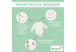 Biorganic Biorganic Langarmbody (5er Pack) für Jungen und Mädchen, Unisex, Mehrfarbig, Baby Body (Set, 6-tlg., 5er-Pack Bodys & 1 Beutel) Langarm, 100% Bio-Baumwolle, GOTS-zert., mit praktischen Druckknöpfen – Produktbild 1 von 1