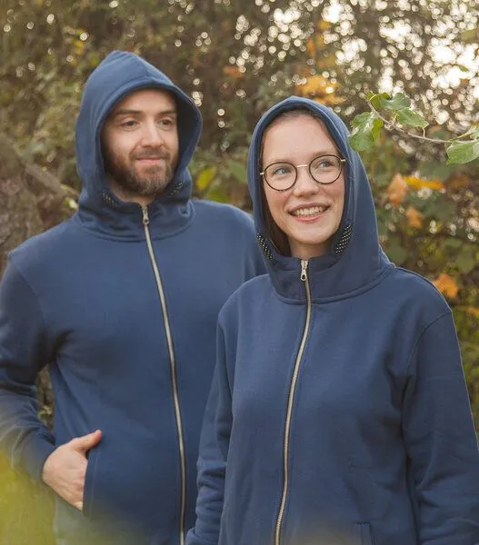 päfjes päfjes Basic Zipper Jacke - Fair gehandelt - Unisex Bio Sweatjacke, Blau, – Produktbild 2 von 4
