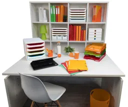 Exacompta Exacompta Schubladenbox Storebox "Black Office" DIN A4+, 6 Schubladen, weiß/harlekin – Produktbild 1 von 1