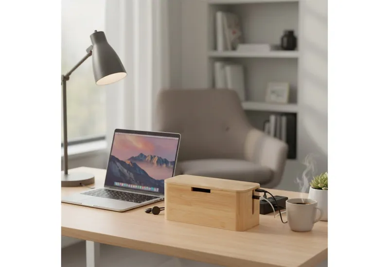 RELAXDAYS RELAXDAYS Kabelbox aus Bambus, Braun, – Produktbild 2 von 5