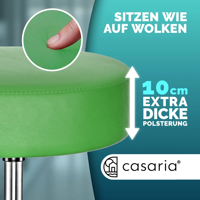 Casaria® Rollhocker Kunstleder Grün 360° drehbar, Grün, – Produktbild 2 von 2