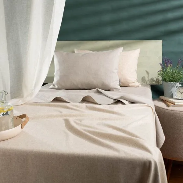 nahtur-design nahtur-design Kühlende Bettdecke | Leinenlaken und leichte Lodendecke, Beige, – Produktbild 1 von 4