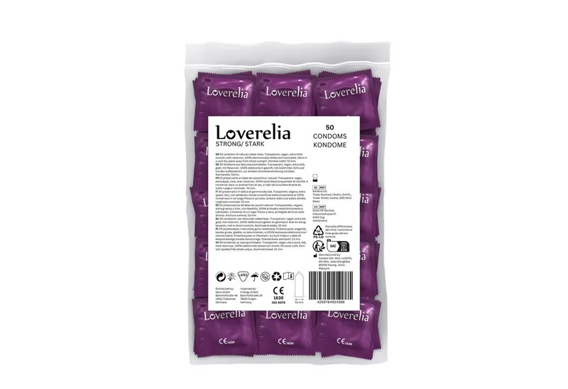 Loverelia Kondome STRONG, extra starke Kondome, Wandstärke 0,09-0,11mm - vegan - 53mm – Produktbild 2 von 5
