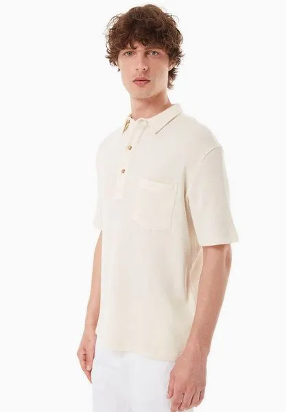 ORGANICATION ORGANICATION Poloshirt aus Bio-Baumwolle mit Waffelstruktur, Natural, – Produktbild 3 von 4