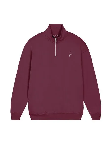 FUXBAU FUXBAU Männer fux Half Zip Sweater, Bordeaux, – Produktbild 3 von 4