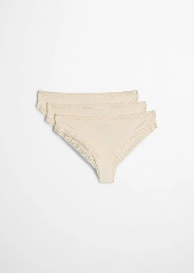 Marc O'Polo Marc O'Polo Brasilslip (3er Pack) mit zarten Spitzenabschlüssen, für Erwachsene, Weiß, – Produktbild 1 von 4