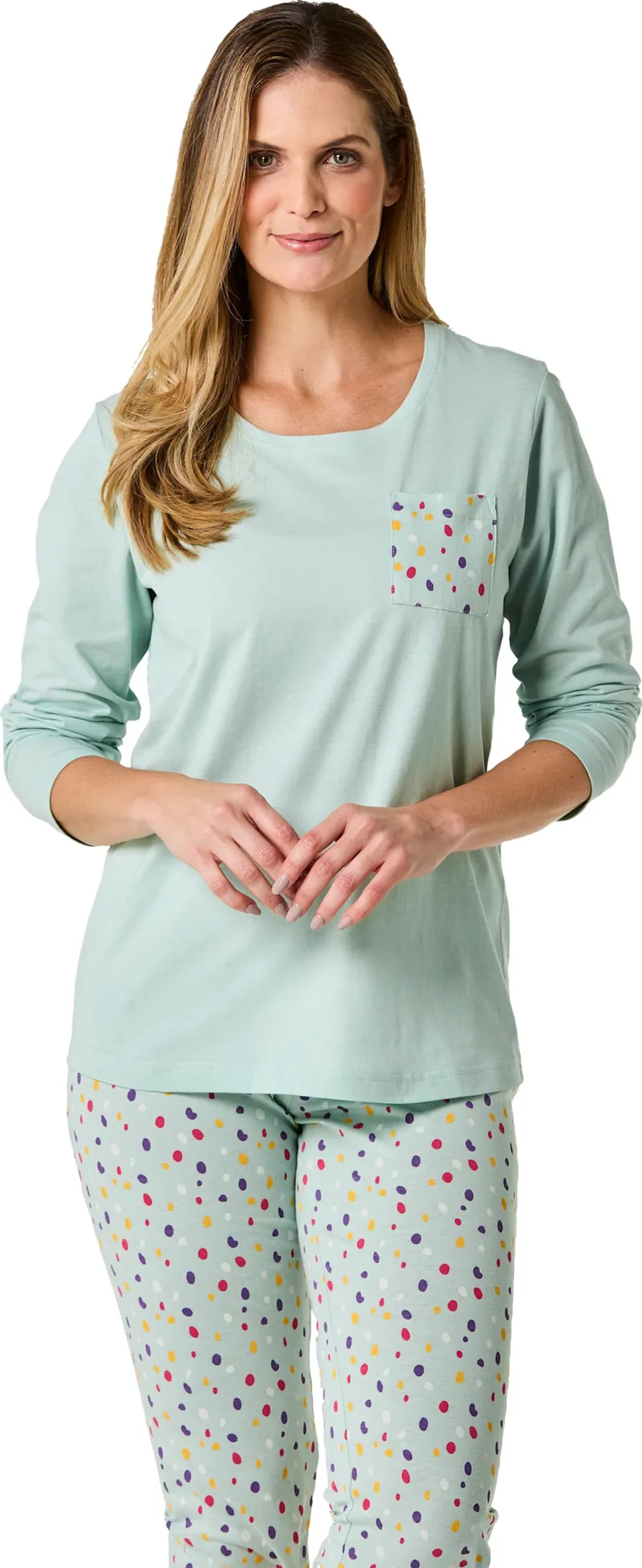 wäschepur Schlafanzug-Shirt kalkmint, Kalkmint, – Produktbild 2 von 2