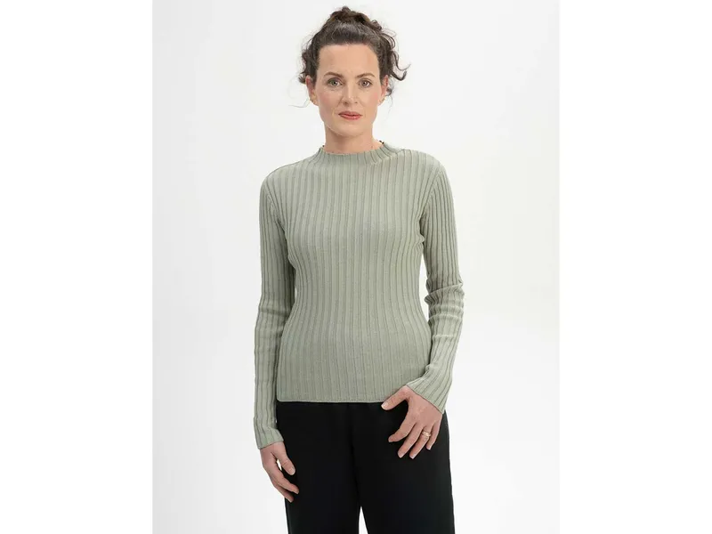 MELA MELA Strickpullover Style NAMARI aus 100% Bio-Baumwolle, Green clay, – Produktbild 1 von 5