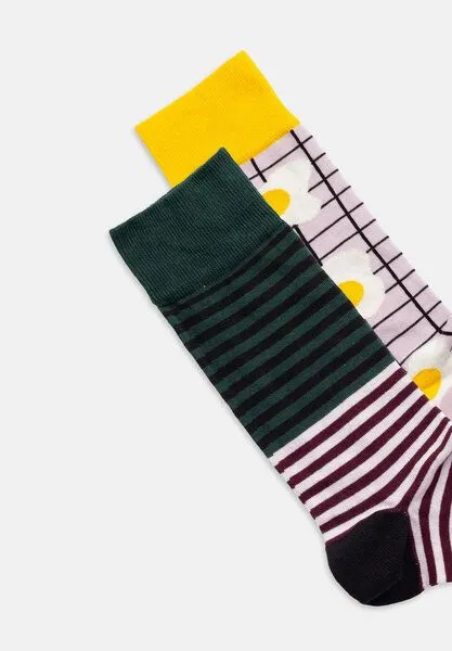 DillySocks DillySocks Socken „Breakfast Club“, Rosa, gelb, schwarz, weiß, dunkelgrün, lila, orange-rot, – Produktbild 4 von 4