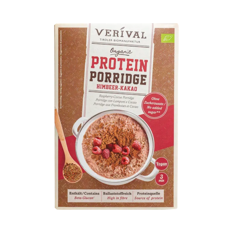 Verival Verival Bio Protein Porridge HimbeerKakao, vegan, ohne Zuckerzusatz, 45g – Produktbild 1 von 1