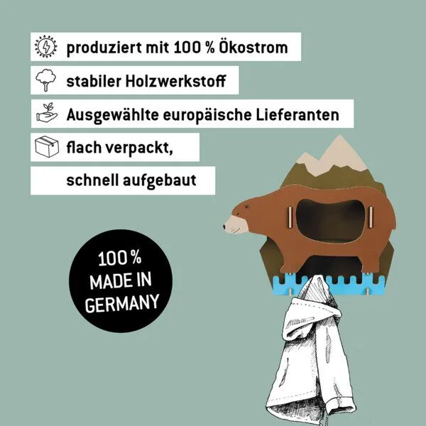 WERKHAUS WERKHAUS Kindergarderobe Dicke Tiere - Bär – Produktbild 5 von 6