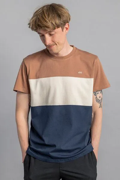 DIRTS dirts Color Block T-Shirt, Chocolate malt - oat milk - navy, – Produktbild 3 von 4
