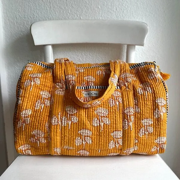 KIKOONI KIKOONI handgefertigte große Baumwolltasche "K. Shopper", Mystic flower gelb, – Produktbild 1 von 4