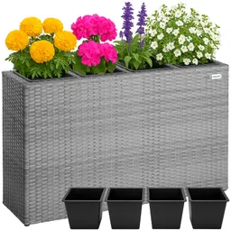 Casaria® Polyrattan Blumentopf Grau 95x27x60cm – Produktbild 1 von 1