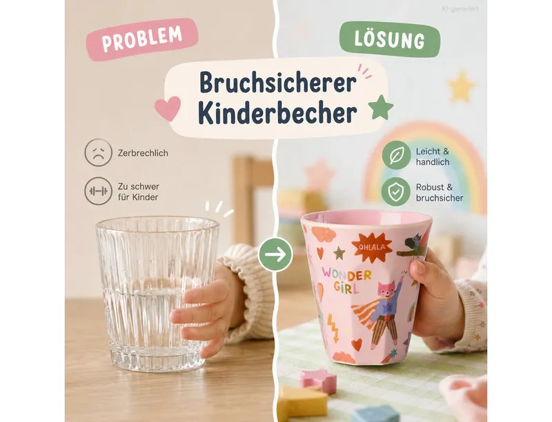 RICE RICE Becher Kinderbecher Melamin 250ml Rosa Pastellrosa Trinkbecher KITA, 1-tlg., Melamin, Rosa, – Produktbild 5 von 5