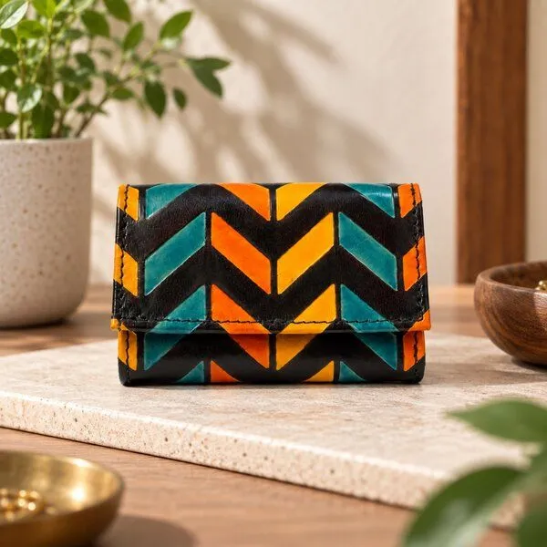 Janselo Nomad Lines Design Shanti-Leder-Geldbörse – Produktbild 1 von 4