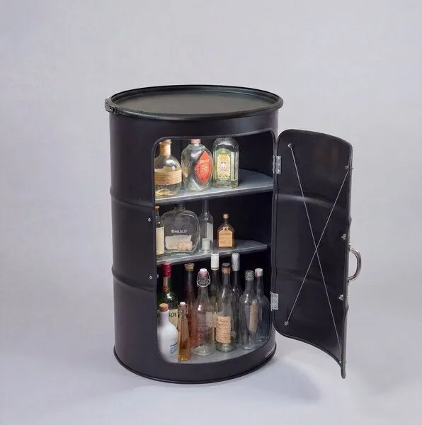 Lockengelöt Lockengelöt Hausbar aus einem Hamburger Ölfass, Schwarz (gepulvert), – Produktbild 3 von 4