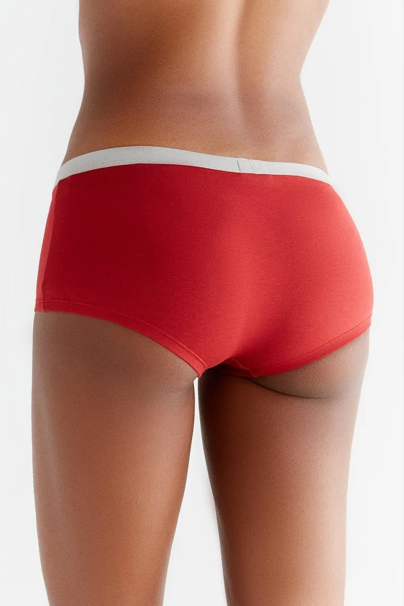 Albero Natur Albero Natur Damen vegan Multipack 4x Slips Boyshorts, Rot, – Produktbild 2 von 2