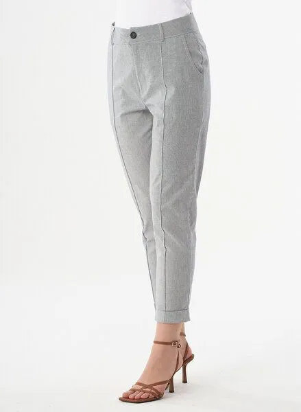 ORGANICATION ORGANICATION Karottenhose aus Bio-Baumwolle mit Streifenmuster, Shadow/off white, – Produktbild 4 von 4