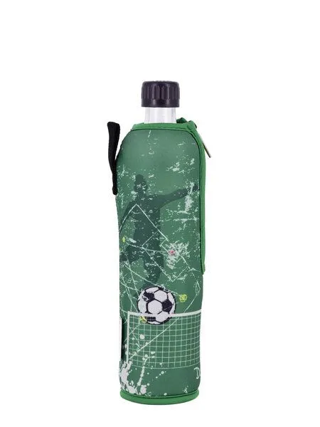 Dora's Dora's Dora’s Glas-Trinkflasche "Fußball" (0,5l) – Mit isolierender Neoprenhülle – Auslaufsicher – Produktbild 2 von 3