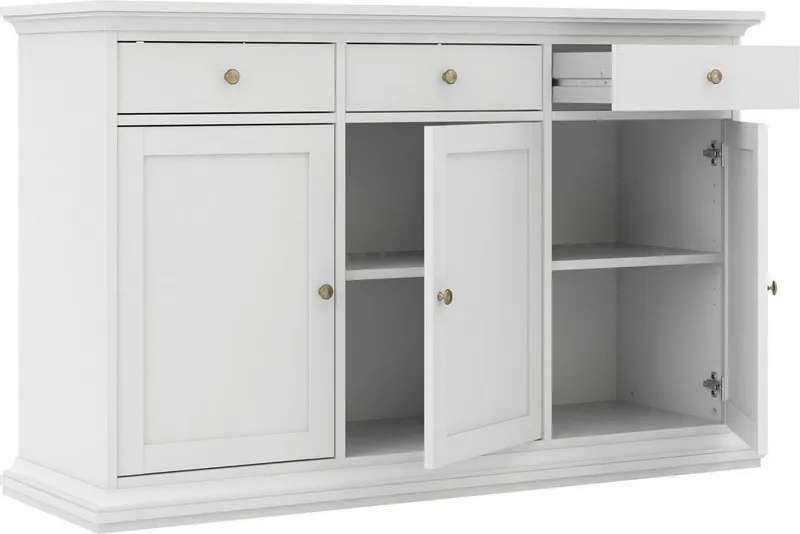 Home affaire Kommode Paris, mit vielen Staurammöglichkeiten und einer Rahmenoptik, Breite 143,7 cm, Weiß, – Produktbild 4 von 5