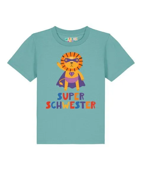 watabout.kids watabout.kids T-Shirt Kinder Löwe Superschwester, Teal monstera, – Produktbild 1 von 2