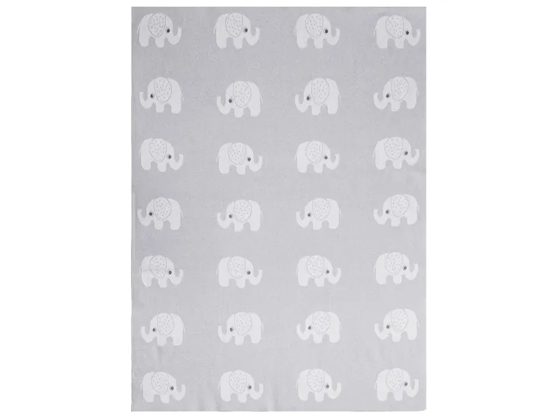HANS NATUR HANS NATUR Babydecke Bio-Baumwolle, Elefanten 80 x 100cm, Grau, – Produktbild 2 von 2