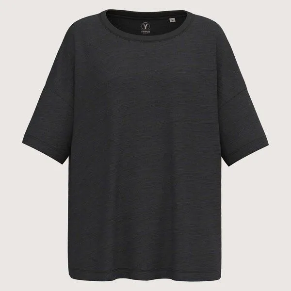 YTWOO YTWOO Oversized Slub T-Shirt Mid-Light, Schwarz, – Produktbild 2 von 3