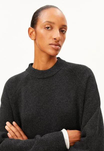 ARMEDANGELS Armedangels Wool Knit Damen Strickpullover aus recycelter Wolle mit Bio-Wolle, Steel melange, – Produktbild 3 von 4