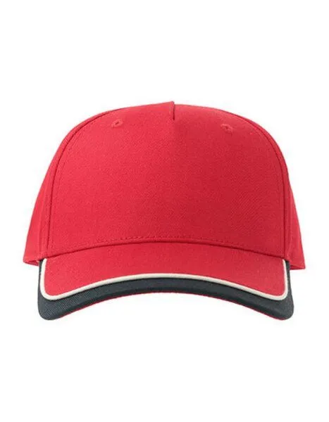 Atlantis Headwear Atlantis Headwear Kinder Basecap - Klettverschluss, Bio-Baumwolle, Rot/navy, – Produktbild 2 von 3