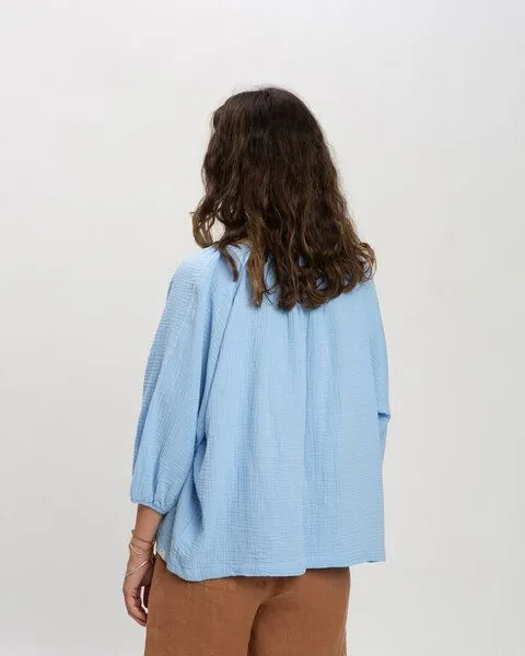 MATONA Matona Musselinbluse mit Ballonärmeln für Frauen / Muslin Blouse, Powder blue, – Produktbild 2 von 4