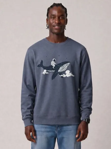 watapparel watapparel Sweatshirt Unisex Spacewhale, Blue grey, – Produktbild 2 von 2