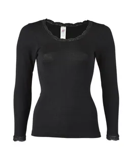 Engel Engel Natur Shirt langarm mit Spitzenabschluss Schurwolle Seide – Produktbild 1 von 1